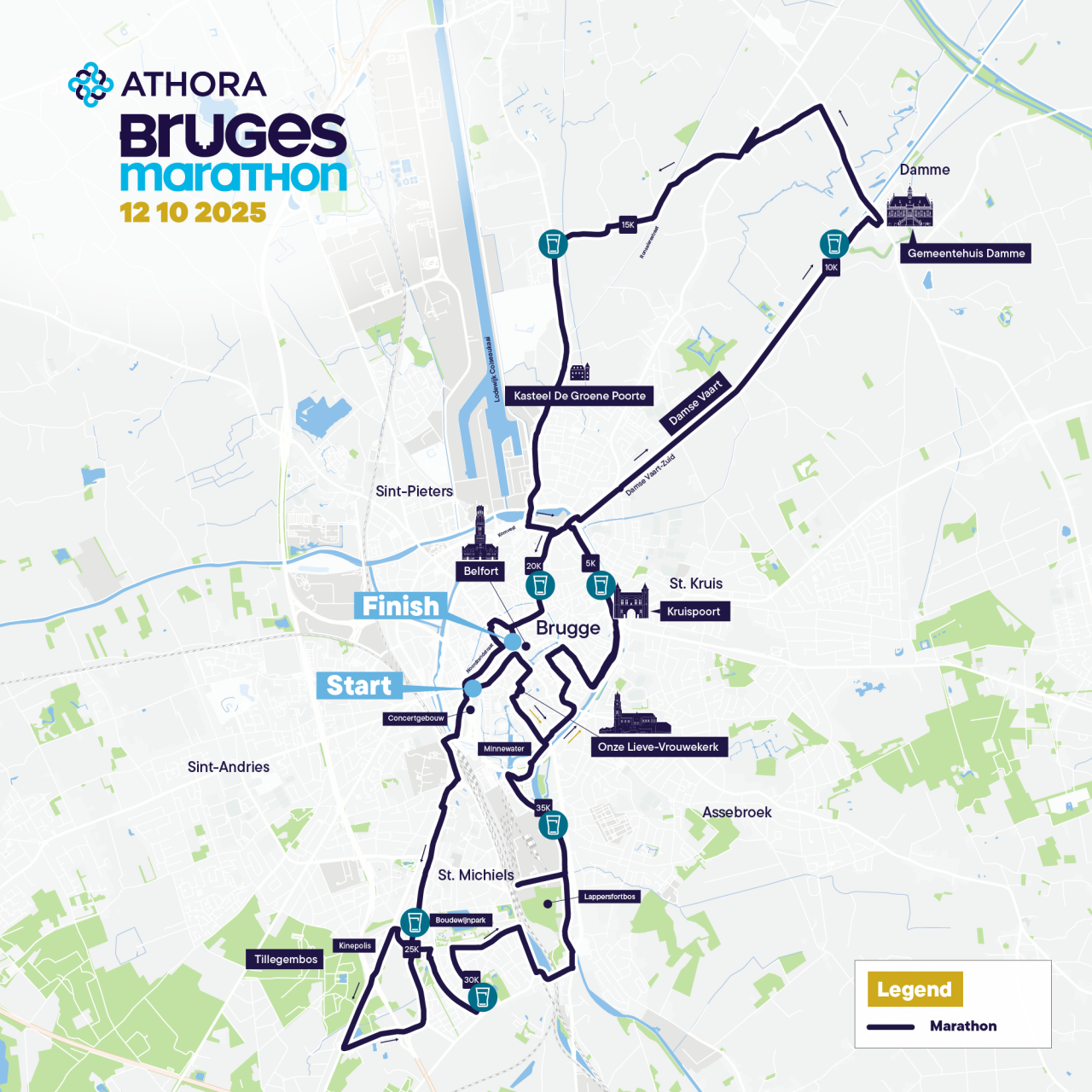 Athora Bruges Marathon parcours 2025 halve marathong